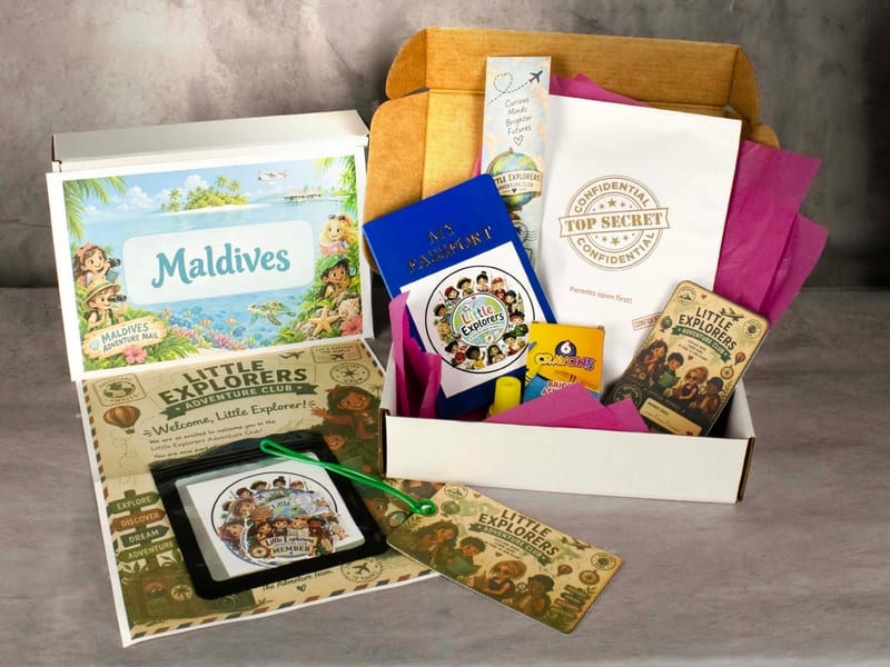 Little Explorers box contents spread out